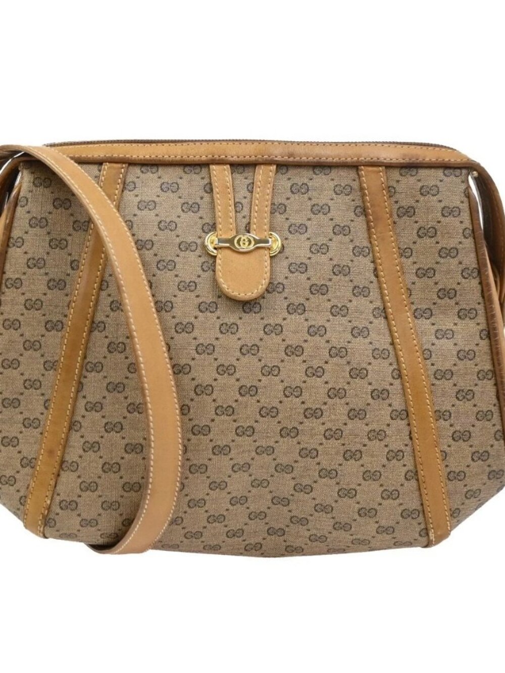 GUCCI Micro GG Pattern Shoulder Bag PVC Leather Brown Italy GHW 30KC928